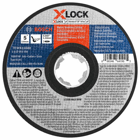 Bosch TCWX1S500 Thin Metal & SS Cutting T1 Heavy Duty 5" x .045", X-Lock, 25 Pack