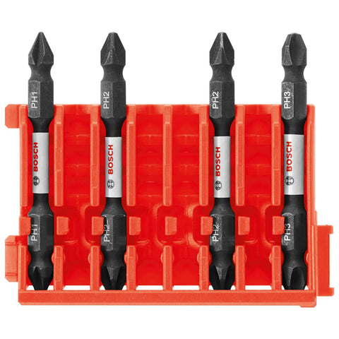 Bosch CCSDEPHV2504 4-Pc Impact Tough Phillips 2.5" Double-Ended Bits with Clip
