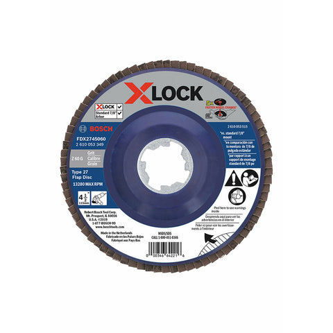 Bosch FDX2745060 Flap Discs 4-1/2" - 60 Grit, X-Lock, 10 Pack