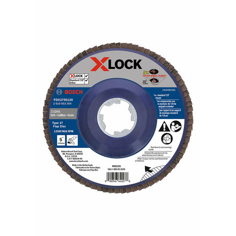 Bosch FDX2750120 Flap Discs 5" - 120 Grit, X-Lock, 10 Pack