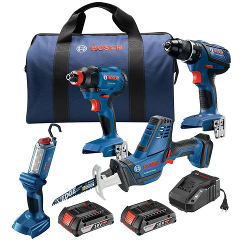 Bosch GXL18V-496B22 18V Cordless Drilling and Driving Pro Four-Tool Combo Kit