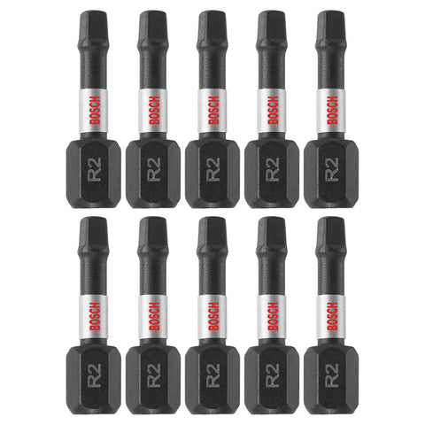 Bosch ITSQ21B 10 pc. Impact Tough 1 In. Square #2 Insert Bits (Bulk Pack)