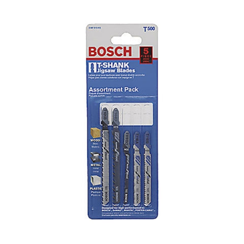 Bosch T500 T-Shank Assorted Jig Saw Blades 5-Piece